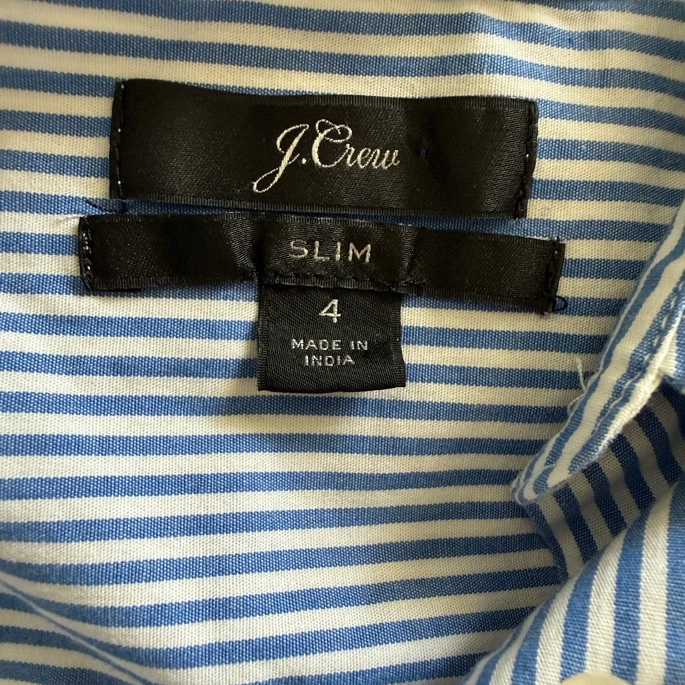 J. Crew Slim Fit Light Blue and White Striped Dress Shirt